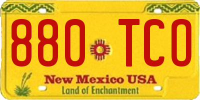 NM license plate 880TCO