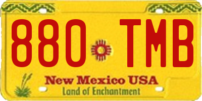 NM license plate 880TMB