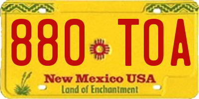 NM license plate 880TOA