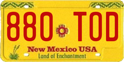 NM license plate 880TOD