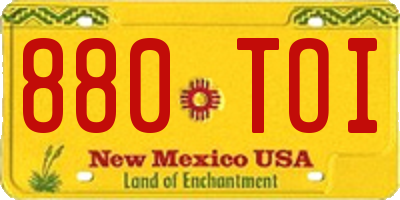 NM license plate 880TOI