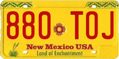 NM license plate 880TOJ