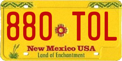 NM license plate 880TOL