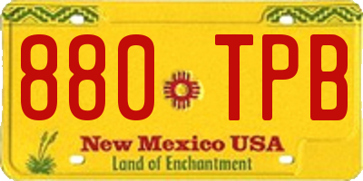 NM license plate 880TPB
