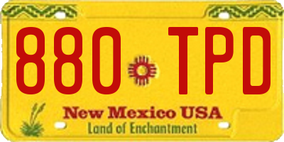 NM license plate 880TPD