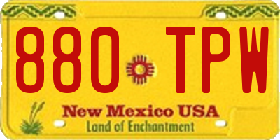 NM license plate 880TPW