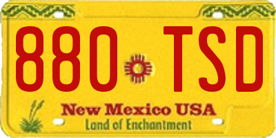 NM license plate 880TSD