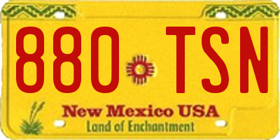 NM license plate 880TSN