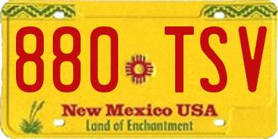 NM license plate 880TSV