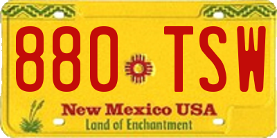 NM license plate 880TSW