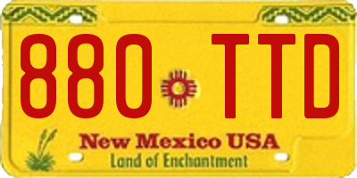 NM license plate 880TTD
