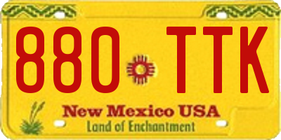 NM license plate 880TTK