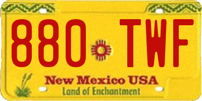 NM license plate 880TWF