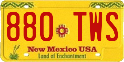 NM license plate 880TWS