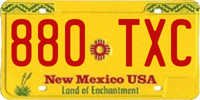 NM license plate 880TXC