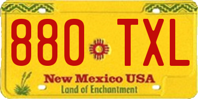 NM license plate 880TXL
