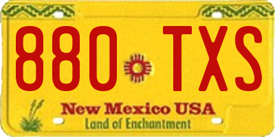 NM license plate 880TXS