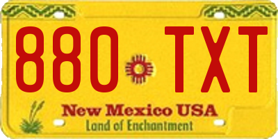 NM license plate 880TXT