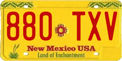 NM license plate 880TXV