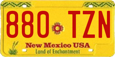 NM license plate 880TZN