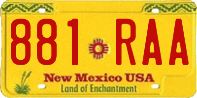 NM license plate 881RAA