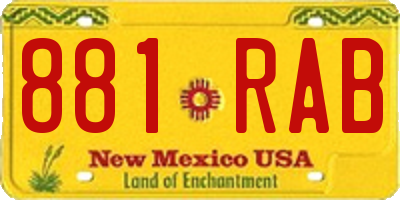 NM license plate 881RAB