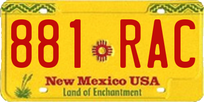 NM license plate 881RAC