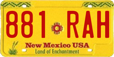 NM license plate 881RAH