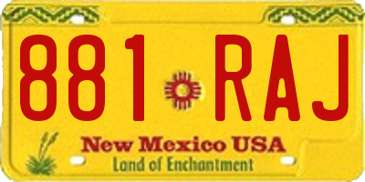 NM license plate 881RAJ