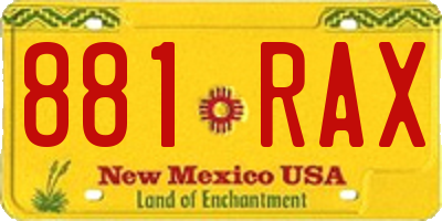 NM license plate 881RAX