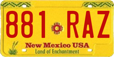NM license plate 881RAZ