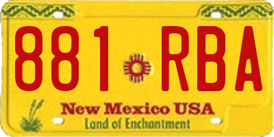 NM license plate 881RBA