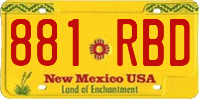 NM license plate 881RBD