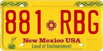 NM license plate 881RBG