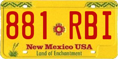 NM license plate 881RBI