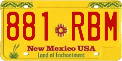 NM license plate 881RBM
