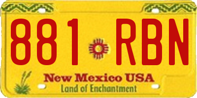 NM license plate 881RBN