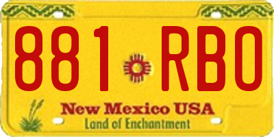 NM license plate 881RBO