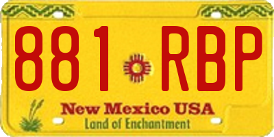 NM license plate 881RBP