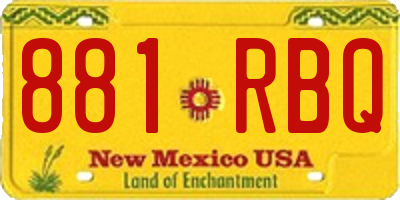 NM license plate 881RBQ