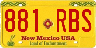 NM license plate 881RBS