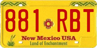NM license plate 881RBT