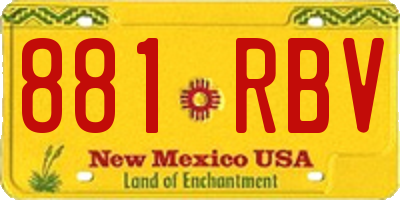 NM license plate 881RBV