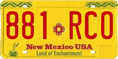 NM license plate 881RCO