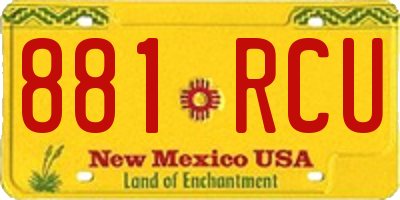NM license plate 881RCU