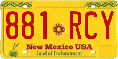NM license plate 881RCY