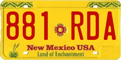 NM license plate 881RDA