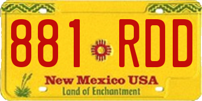 NM license plate 881RDD