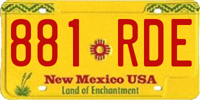 NM license plate 881RDE