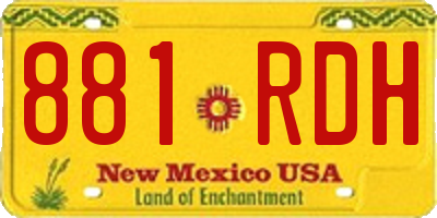 NM license plate 881RDH
